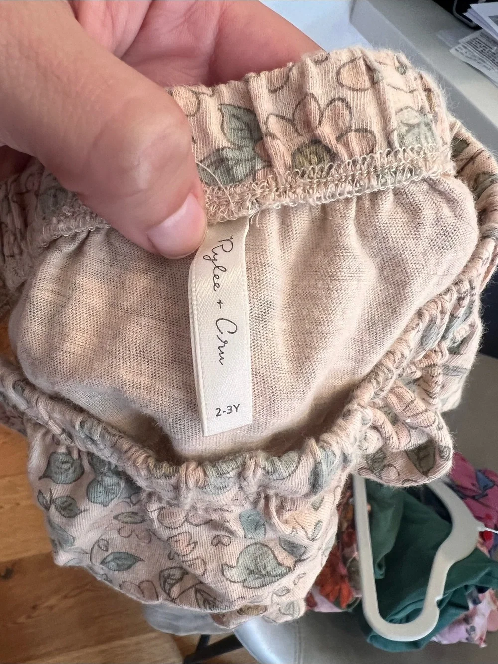Rylee + Cru Peach Floral Diaper Cover with Green Leaf Accents